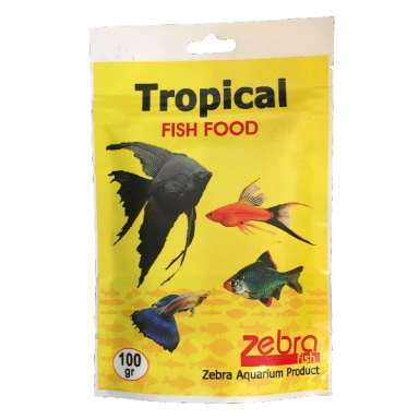 غذا خشک ماهی زبرا مدل Tropical کد Zb وزن 100 گرم