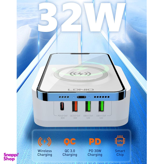 شارژر رومیزی بی سیم 32W الدینیو مدل AW004