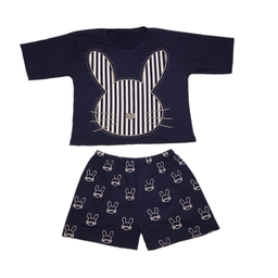 ست نیم‌ تنه و شورتک زنانه کد 30555 رنگ سرمه ای