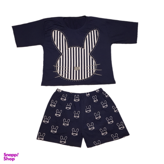 ست نیم تنه و شورتک زنانه کد 30555 رنگ سرمه ای