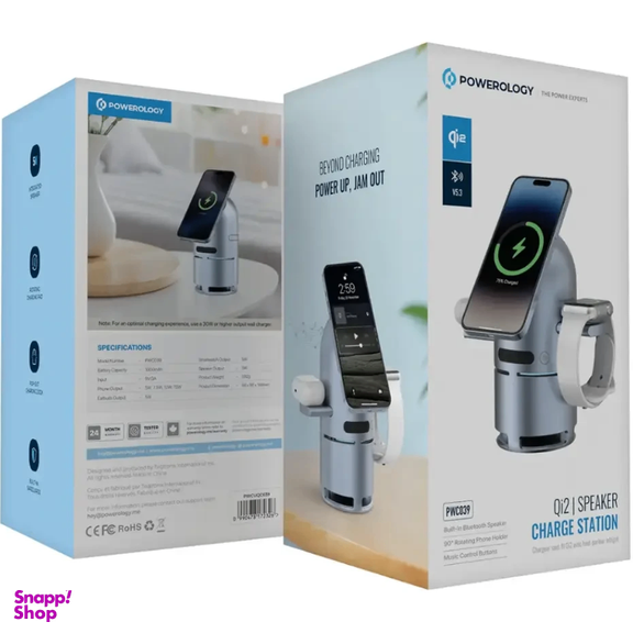 استند شارژر و اسپیکر پاورولوژی مدل Qi2 Speaker Charge Station