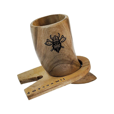 لیوان چوبی لیمو کمپ مدل مینی شاخ وایکینگی طرح وایکینگ