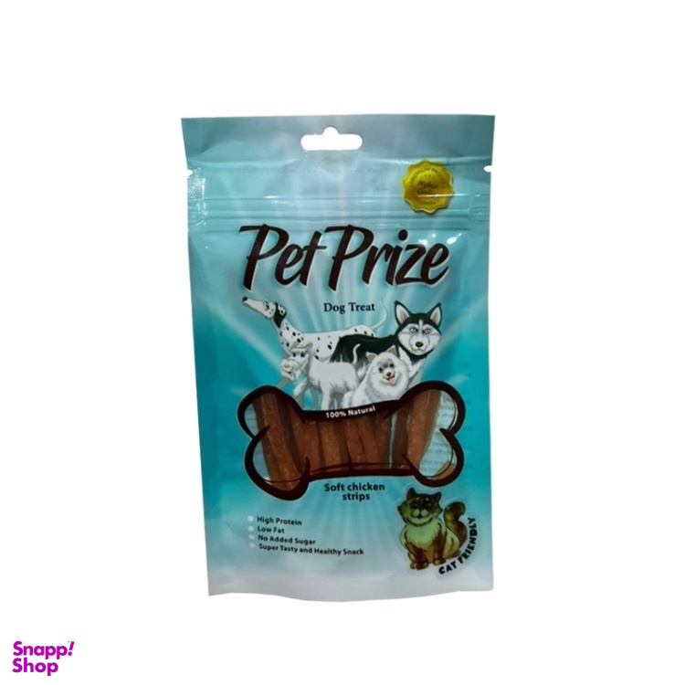 تشویقی سگ و گربه پت پرایز مدل Soft Chicken Strips وزن 50 گرم