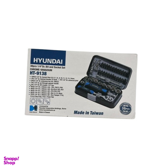 سری بکس و پیچ گوشتی هیوندای مدل 9138 مجموعه 38 عددی