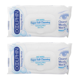 دستمال مرطوب دلفین مدل Skin Care مجموعه 2 عددی