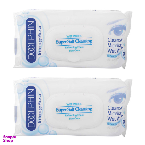 دستمال مرطوب دلفین مدل Skin Care مجموعه 2 عددی