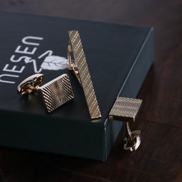 ست دکمه سردست و گیره کراوات مردانه نسن مدل NT11