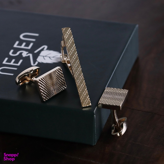 ست دکمه سردست و گیره کراوات مردانه نسن مدل NT11