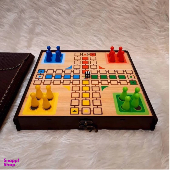 مجموعه شش بازی منچ و مارپله و شطرنج چوبی مدل گیم برد کد 0127