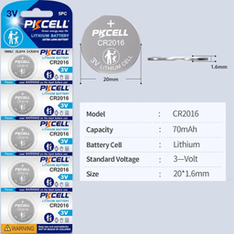 باتری سکه ای پی‌کی سل مدل CR2016 3V Lithium Manganese بسته 20 عددی