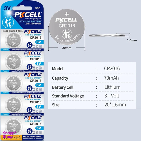 باتری سکه ای پی‌کی سل مدل CR2016 3V Lithium Manganese بسته 20 عددی