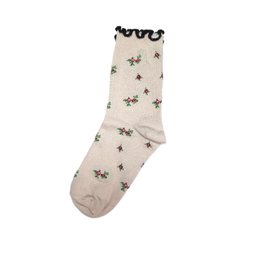 جوراب ساقدار زنانه طرح گلریز لب فرفری کد 201/3 رنگ کرم