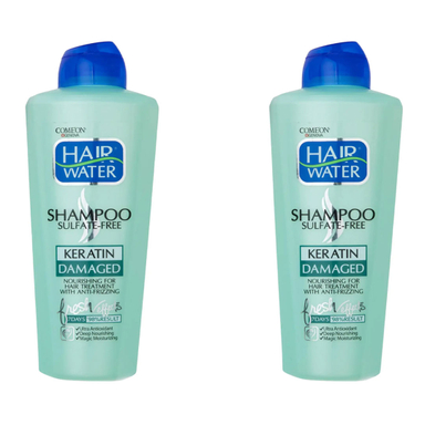 شامپو کامان مدل Keratin مناسب موهای آسیب دیده حجم 400 میلی‌ لیتر مجموعه 2 عددی