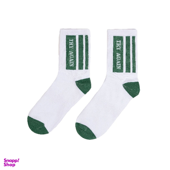 جوراب مردانه مدل Try Again رنگ سفید سبز