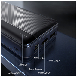 پاوربانک پاواریال مدل PB16 ظرفیت 20000 میلی آمپر ساعت