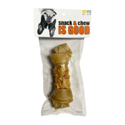 تشویقی سگ شهر پت مدل ایز گود استخوان گره ای دورپیچ مرغ طول 12 سانتی متر