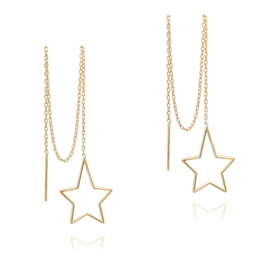 گوشواره طلا 18 عیار زنانه داریم طرح ستاره کشیده مدل بخیه کد L