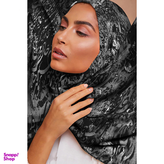 شال نقاشیخط زنانه چارگوش طرح شعر مزرع سبز فلک دیدم و داس مه نو کد 1111