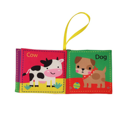 بازی آموزشی انتشارات ماه کوچولو مدل کتاب پارچه ای حیوانات اهلی و صفحات خش خشی