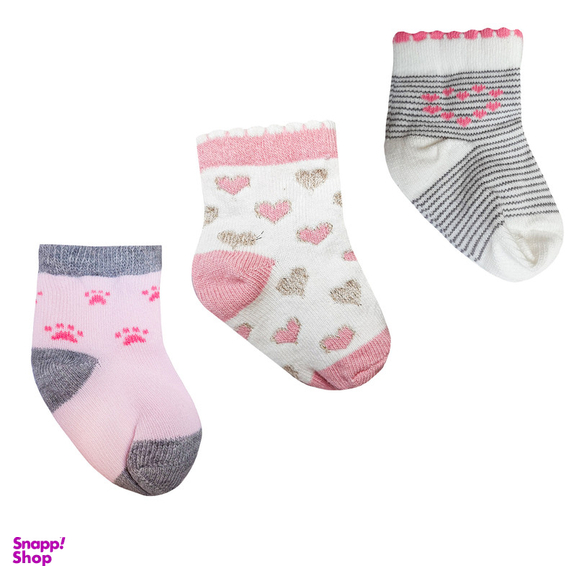 جوراب ساق کوتاه نوزادی لاندنی مدل 0503 بسته 3 عددی