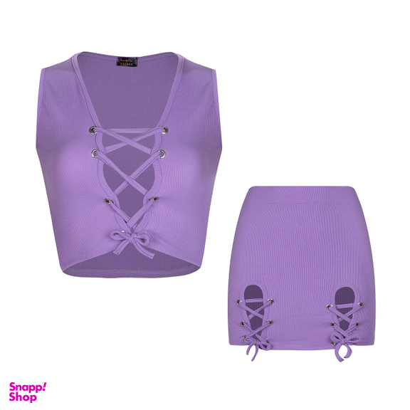 ست نیم تنه و دامن زنانه ناتوسا مدل 732 رنگ یاسی