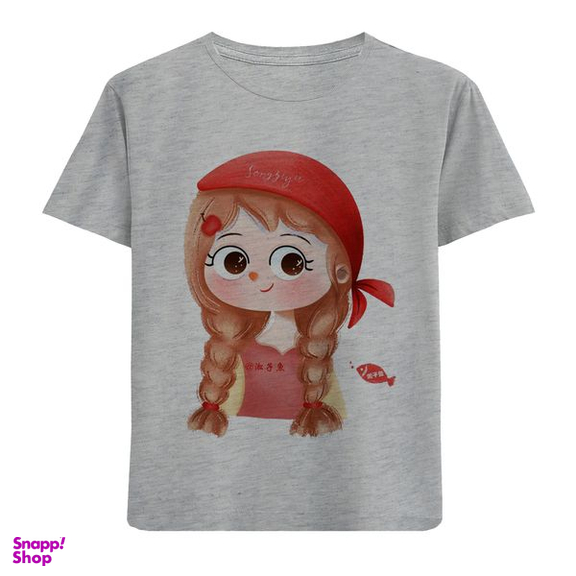 تیشرت آستین کوتاه دخترانه مدل دخترکلاه قرمز F699