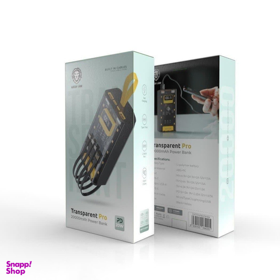 شارژر همراه گرین لاین مدل Transparent pro ظرفیت 20000 میلی آمپر ساعت