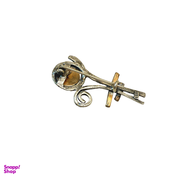 گل سینه نقره 925 عیار زنانه طرح دایره آبی کد 45014 GLSN