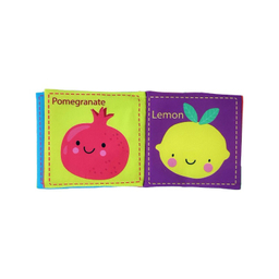 بازی آموزشی انتشارات ماه کوچولو مدل کتاب پارچه ای میوه های خوشمزه و صفحات خش خشی