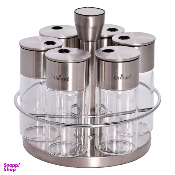 ست جای ادویه 6 پارچه یونیک کد 1620 به همراه استند