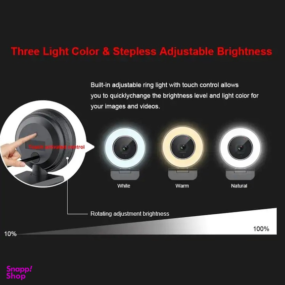 وب کم مدل 2K HDR 60fps Remote Control Ring Light