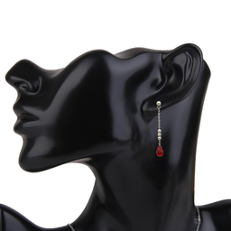 گوشواره زنانه مانچو مدل آویز سرخ کد ef031