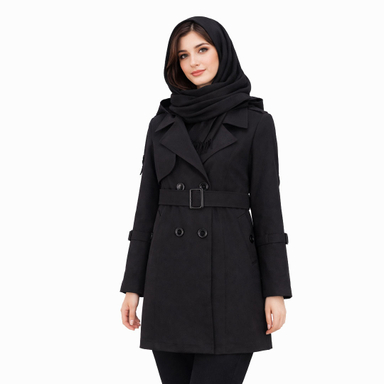 بارانی زنانه السانا مدل نیکدل کد 230301 رنگ مشکی