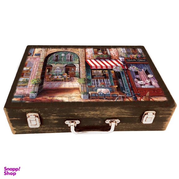 جعبه هدیه چوبی مدل چمدان طرح پاریس رویایی کد WSL609