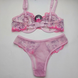 ست شورت و سوتین زنانه نوشه پوش مدل فنردار توری کد 88827 رنگ یاسی