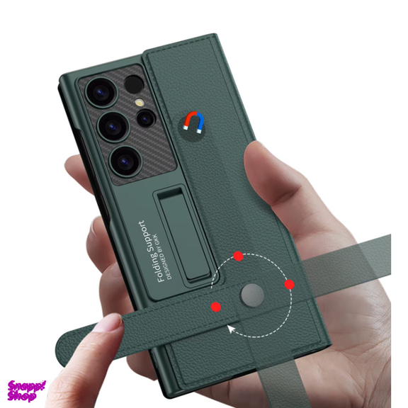 کیف چرم گوشی موبایل جی کی کی مدل Folding Support مناسب سامسونگ Galaxy S24 Ultra