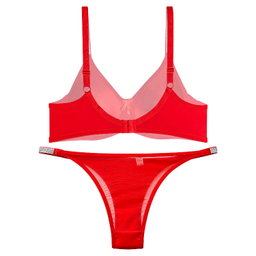 ست شورت و سوتین زنانه نوشه پوش مدل فنردار توری کد 90106 رنگ قرمز