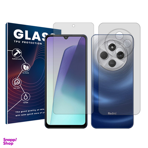 محافظ صفحه نمایش شفاف گلس مدل Resistant مناسب گوشی موبایل شیائومی Redmi 14C به همراه محافظ پشت گوشی