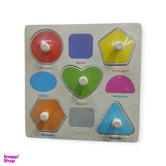 پازل آموزشی چوبی مدل پین دار طرح اشکال هندسی