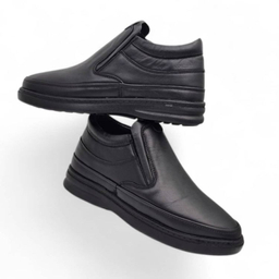 نیم بوت طبی مردانه چرم ریباری مدل Z24 رنگ مشکی