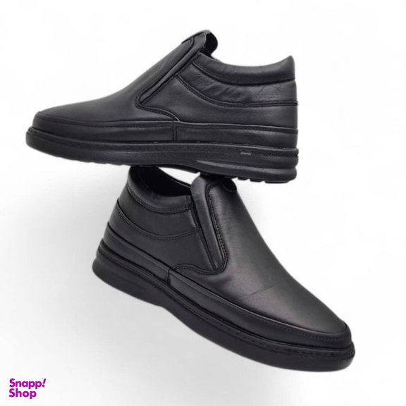 نیم بوت طبی مردانه چرم ریباری مدل Z24 رنگ مشکی