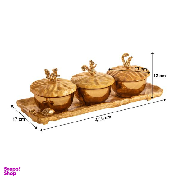 قندان گلد کیش مدل اس‌کیو کد GK829706 بسته  3 عددی