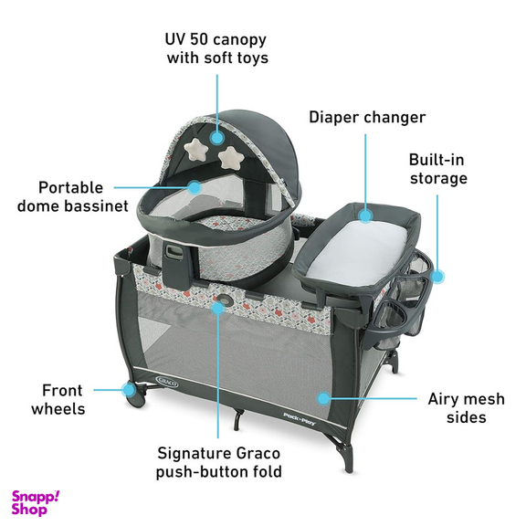تخت و پارک بازی گراکو مدل travel dome lx kenton