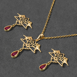 نیم ست طلا 18 عیار زنانه جواهری سون کد 3211