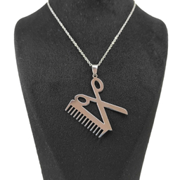 گردنبند استیل مدل شانه و قیچی کد Am011 رنگ نقره ای