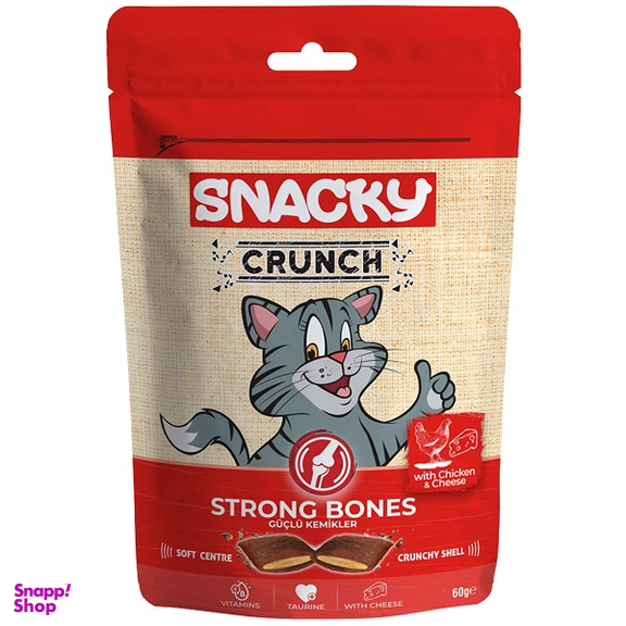 تشویقی کرانچی گربه اسنکی مدل strong bone طعم مرغ و پنیر وزن 60 گرم