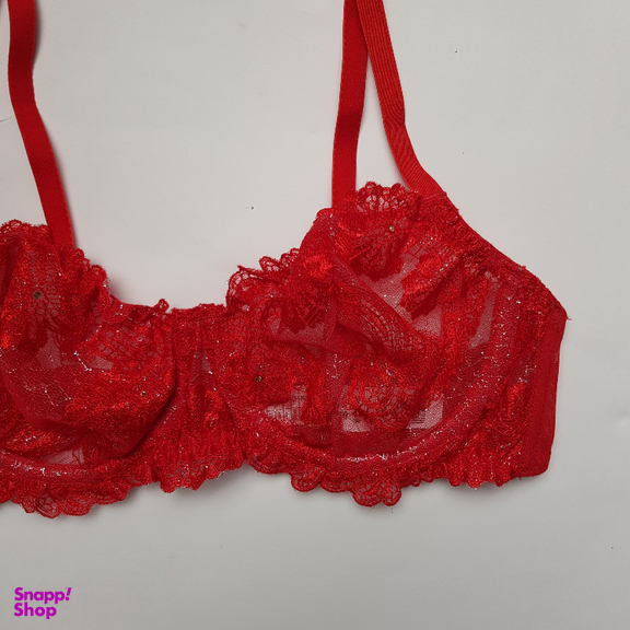 ست شورت و سوتین زنانه برتا مدل توری کد 2420ZR رنگ قرمز