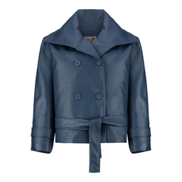 کت چرم زنانه السانا مدل مریدا کد 234405 رنگ سرمه ای