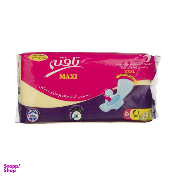 نوار بهداشتی بالدار تافته مدل Maxi ویژه شب سایز XXXL بسته 5 عددی