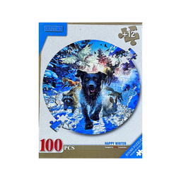 پازل دایره ای فنسی 100 قطعه طرح زمستان شاد